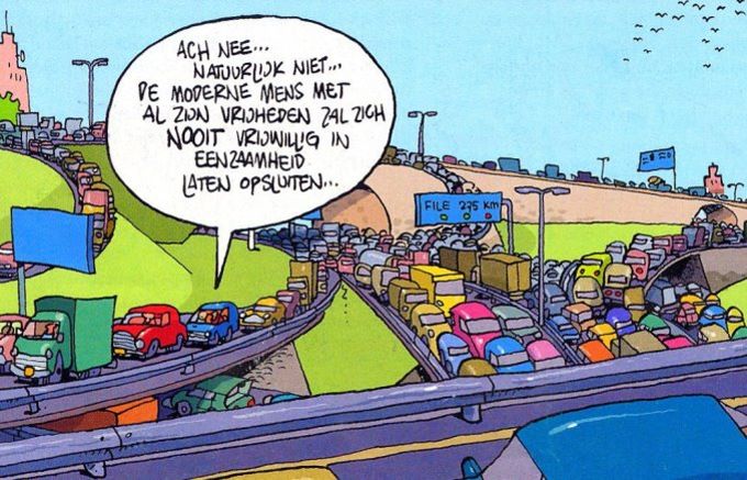 eenzame opsluiting in de file